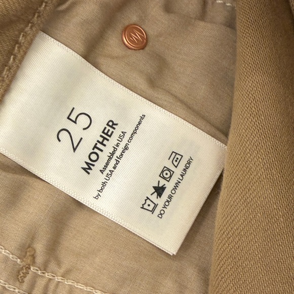 MOTHER Tan High-Waist Denim with Branded Button - Picture 3 of 6